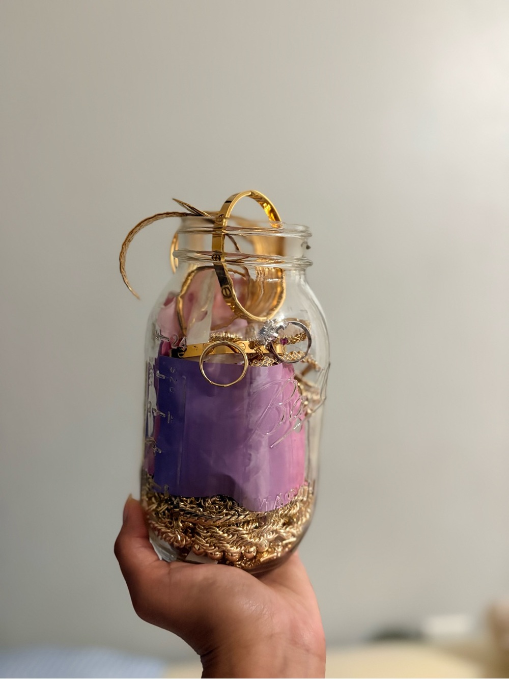 Mason Jar Filled with Gold plated Jewelry - Picture 2 of 2